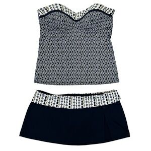 Bleu Rod Beattie By All In The Mix Geometric Bandeau Top W Swim Skirt Womens 8